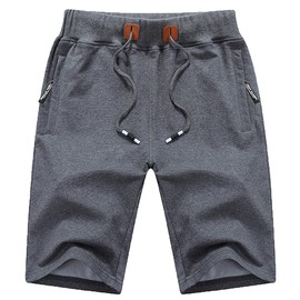 QPNGRP Mens Shorts Casual Drawstring Zipper Pockets Elastic Waist Darkgray 46