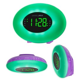 HANNLOMAX HX-162CR AM/FM PLL Radio with Alarm Clock, RGB Mood Light (7 Colors) and Dynamic Mode, 1" LED Display with dimmer Function, AC Operation only (Purple)
