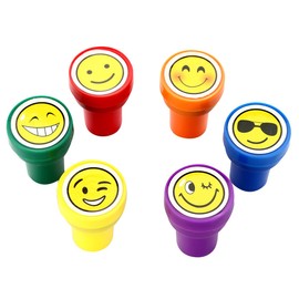 Stamps for Kids, LUCKYBIRDS0315 Best Sell Plastic Self Inking Smiley Stamps Set, 6 Count