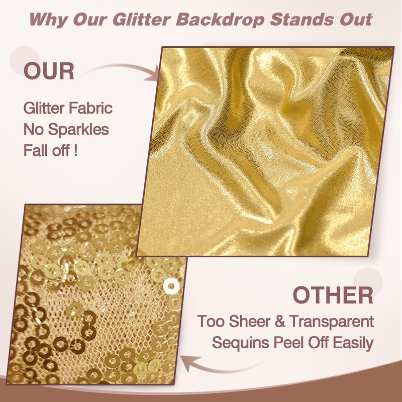 20x12FT Gold Sequin Curtains Backdrop, Wrinkle Free Back Drop for