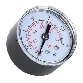 Industrial Axial Pressure Gauge 1/8 Inch BSPT Mechanical Pressure Gauge for Air/Oil/Water Pressure Test, Metal Outer Housing (0-15psi, 0-1bar)