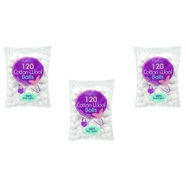 Cotton Tree 100% Cotton Wool Balls 360 Pack (Pack of 120 X 3)