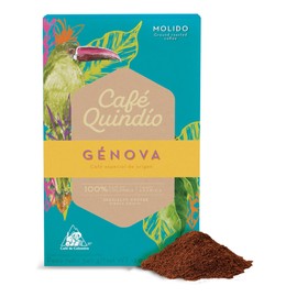 Cafe Quindio Genova Single Origin - Medium Roast 100% Colombian Excelso Ground Arabica Coffee - 12 Ounce Bag (340g)