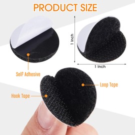Poen 24 Pairs 1 Inch Round Hook and Loop Dots Black Sticky Adhesive Dots Double Sided Self Adhesive Tape Nylon Hook and Loop Fasteners for Home Office Wall Mounting Decor Carpet Gripper Tools