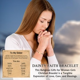 PODLEV Sister Gifts from Sisters Brother, Adjustable Dainty Cross Beaded Bracelets Christian Gifts for Women Teen Girls, Christmas Confirmation Baptism Easter Religious Gift for Sister