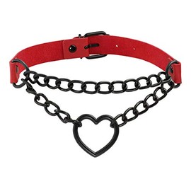 Eigso Women Vintage Punk Choker with Heart Shape Pendant Chains Necklace Hip-hop Jewelry Adjustable