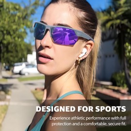 TJUTR Running Sunglasses for Women, Polarized Wrap Around Sun Glasses with UV400 Protection for Sports Cycling Golf TS3080