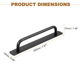 sourcing map 6Pcs Barn Door Handles, 200mm / 8 Inch Length Hole Center Sliding Gate Door Pull Handle Aluminum Alloy Cabinet Handles with Base for Kitchen Bathroom Wardrobe Closet (Black)