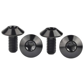 Wanyifa Titanium M4 M5 M6 10 12 15 20 25 30 35mm Button Torx Head Bolt Screw for Bicycle Motorcycle Pack of 4 (Black, M6x12mm)