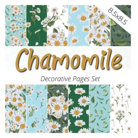CHAMOMILE: Decorative paper set with chamomile field patterned pages | Bitanical chamomile flowers and tea graphics for scrapbooking | White floral ... kids' crafts, collage, and junk journaling