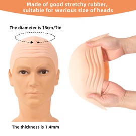 Bald Cap, Skin Head Cap, 4 Pcs Wig Caps to Hold Wig in Place, Hair Net for Wigs, Thick Rubber Cap for Cosplay Costume Adult