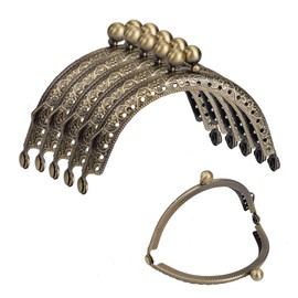 Kiss Clasp Lock Retro Metal Purse Frames Half Round Bead Embossed Coin Bag Frame for Purse Making DIY Sewing Craft Projects 10 Pieces (Bronze)