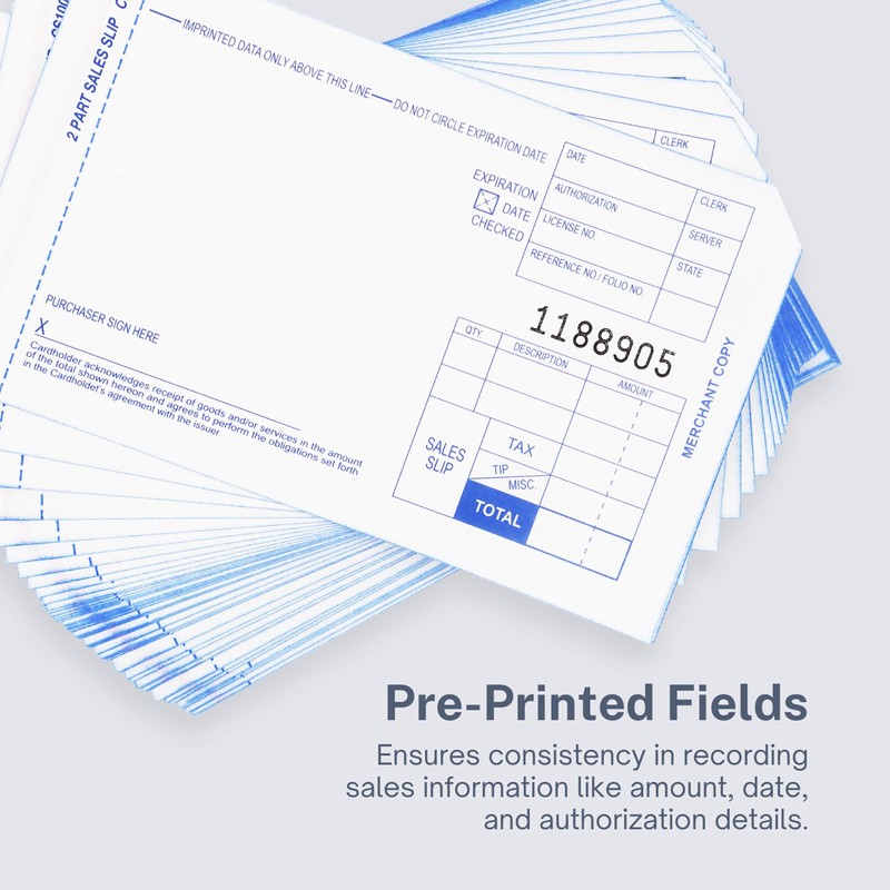 2 Part Short Credit Card Imprinter Sales Slips, Pack of