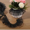 2 Inch Black Chiffon Lace Ruffle Trim 2-Layer Pleated Edge
