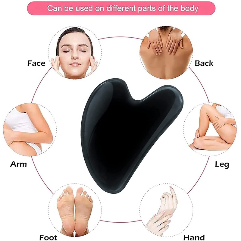 Gua Sha Stone Natural Heart Shape Facial Massage Tool, Rose
