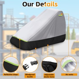 Kistrba Mini Open Cab Skid Steer Cover Compatible with John Deere, Caterpillar, Case, Bobcat, 420D Heavy Duty Oxford PVC with Air Vents & Reflective Strips