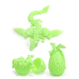 Flavery Upgraded 3D Printed Flying Dragon in Egg - Surprise Egg with Flexible Winged Dragon Inside, Mystery Beautiful Fidget Toy, Birthday Gift, Desk Figure Decor (Transparent Green)