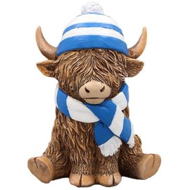 Lesser & Pavey Highland Cow Figurine with Scarf & Hat Scottish Ornament Home Display Decoration