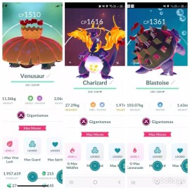 Pokémon Go - Shiny Venusaur, Blastoise, Charizard Gigantamax -P T C or trade 20k - Shiny Blastoise