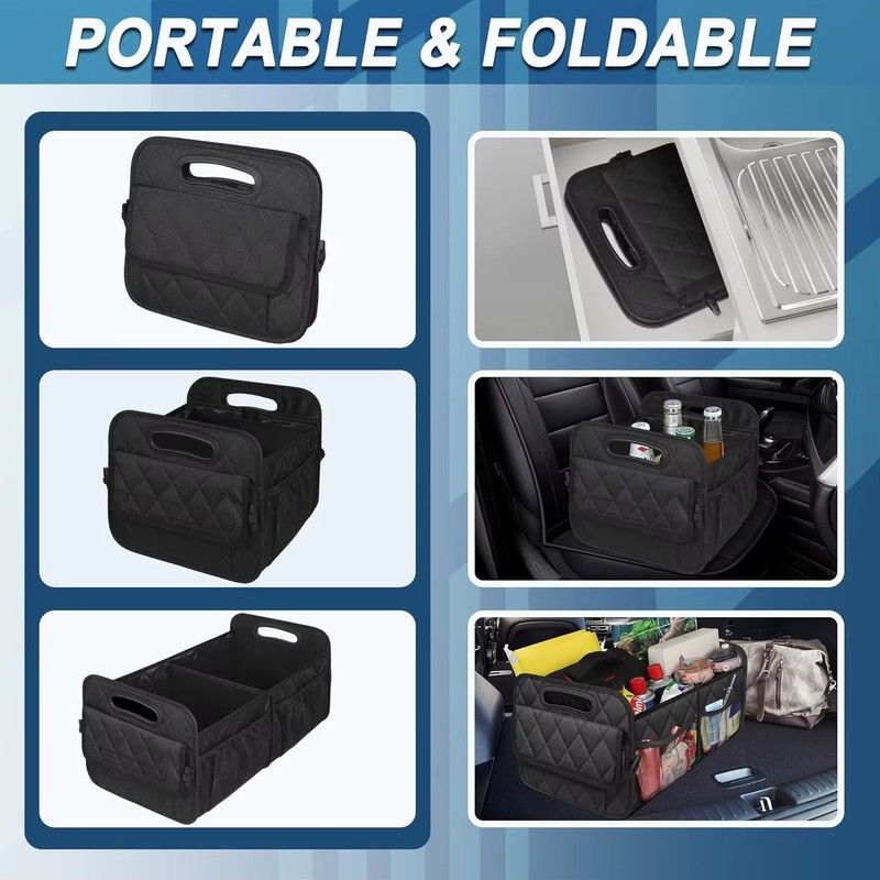 Car Trunk Organizer for Everyday Storage – Black 6-Pocket Storage