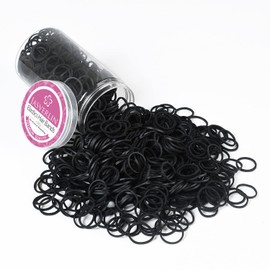 JASVERLIN 1000 Pcs 3/4 inch Black Hair Rubber Bands, Small Rubberbands Ponytail Holder no Damage Mini Tiny Hair Ties Elastics Girls Women Baby