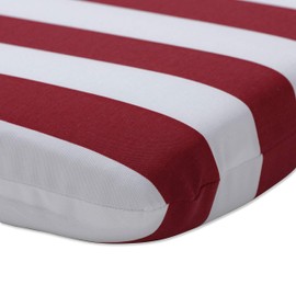 Pillow Perfect Stripe Indoor/Outdoor Round Corner Chair Seat Cushion with Ties, Plush Fiber Fill, Weather, and Fade Resistant, 15.5" x 18.5", Red/White Midland, 2 Count