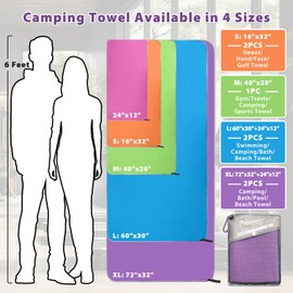SYOURSELF Microfiber Camping Towel, Quick Dry Towel, Soft Absorbent Compact Travel Gym Workout Sweat Towel for Beach Yoga Swim Travel Camping Hiking Backpack Essentials (M:40"x20")