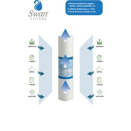 Bellerofonte Sediment Filter 10 Inch 25 Micron in Polypropylene Removes Sand, Rust Particles and Floating Contaminants up to 25 Microns 3 Pieces
