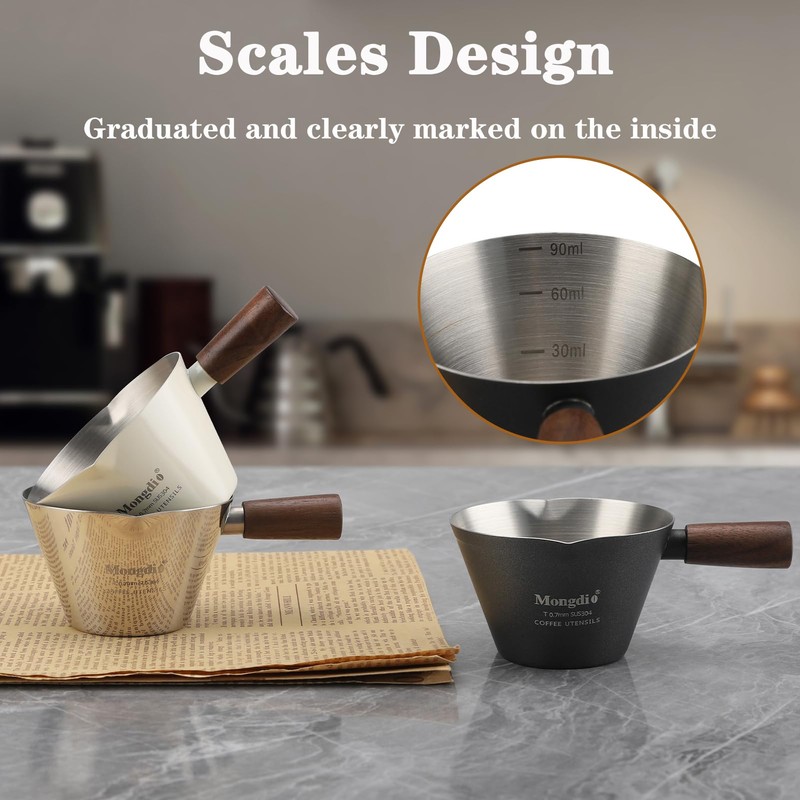 Mongdio Espresso Measuring Cup, Stainless Steel Espresso Shot Cups with