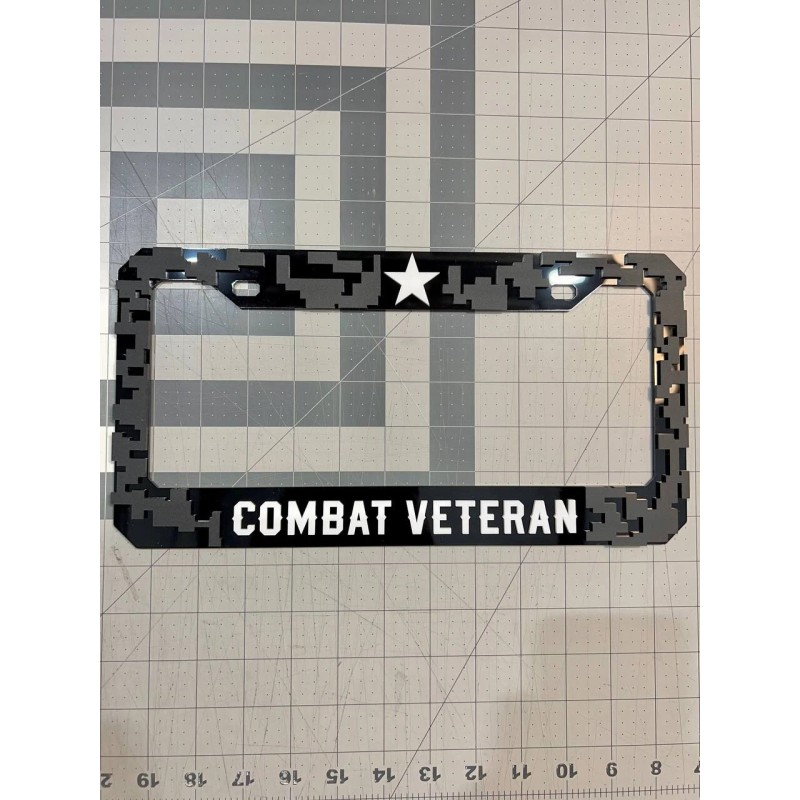 plate frame COMBAT VETERAN Black License Plate Frame Cover, Frame,