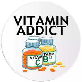 Kiwi Gifts Vitamin Addict - 3 Pack Circle Stickers 3 Inch