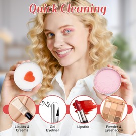 Jabón para brochas de maquillaje con almohadilla de silicona 100g con Limpiador de Brochas de Cosmética,para Tocador Base de Maquillaje Polvos Sueltos Esponjas Cosmeticas Borlas Bronzer