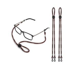 SQV Eyeglasses Holder Strap Cord Premium Sport Fabric Eyeglasses String Holder Chain Necklace - Glasses Cord Lanyard - Eyeglass Retainer (2, Brown)