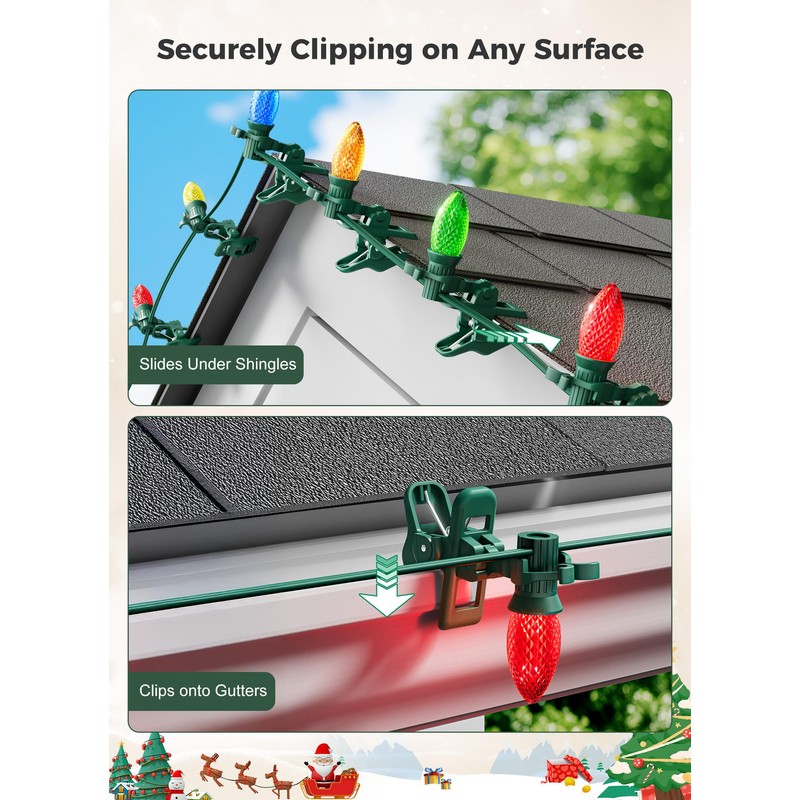 C7 C9 Christmas Lights Spring Clips, 100 Count Holiday Lights