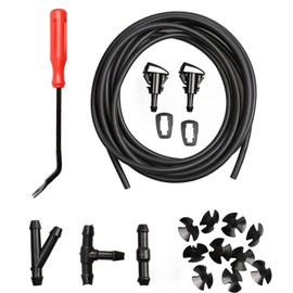 GZZTORES Windshield Washer Nozzles Kit-Windshield Sprayer Nozzle for Chrysler Dodge ram, Windshield Washer Nozzle Hose Kit with 157-Inch Windshield Fluid Hose,3 Connector and 10 Hood Insulation Retainers