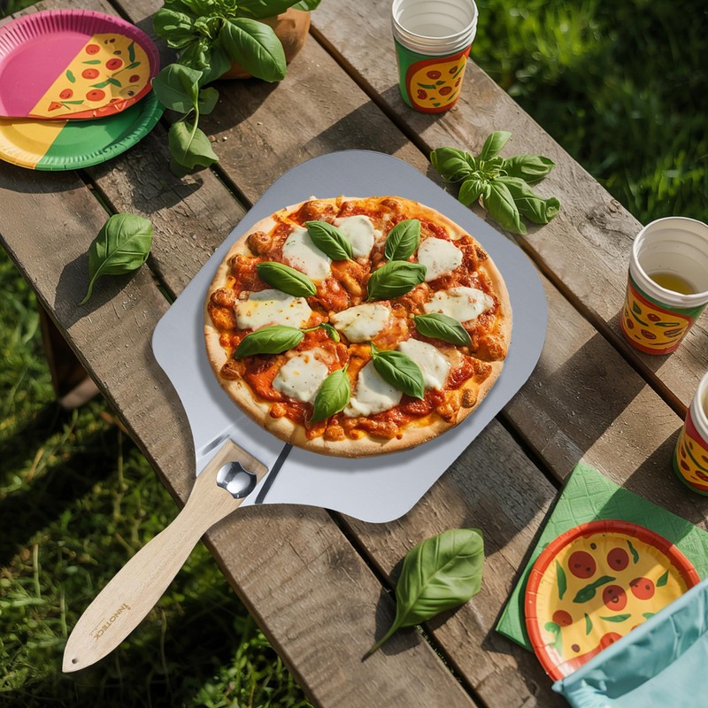Innoteck Essentials 12-Inch Pizza Peel with Foldable Wooden Handle –
