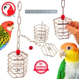 Bonka Bird Toys 00196 Small Stainless Steel Baffle Cage Treat Dispenser Parrot