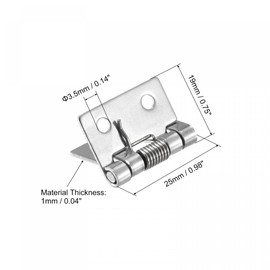 sourcing map Spring Loaded Hinges, 1" 304 Stainless Steel Self Closing Hinge for Cabinet 2pcs