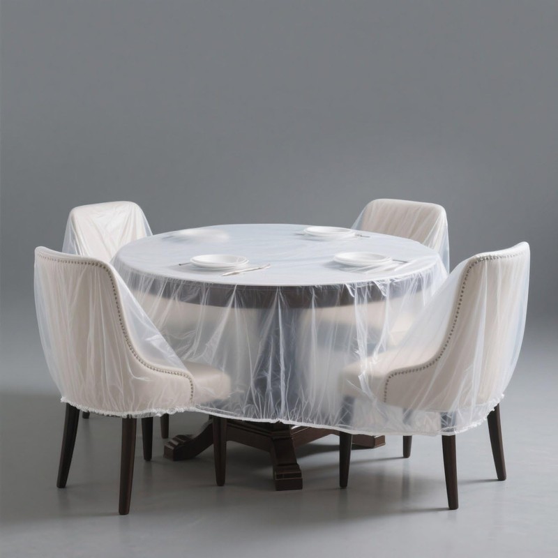 5 Pcs Disposable Furniture Dust Covers with Elastic, Plastic Dust