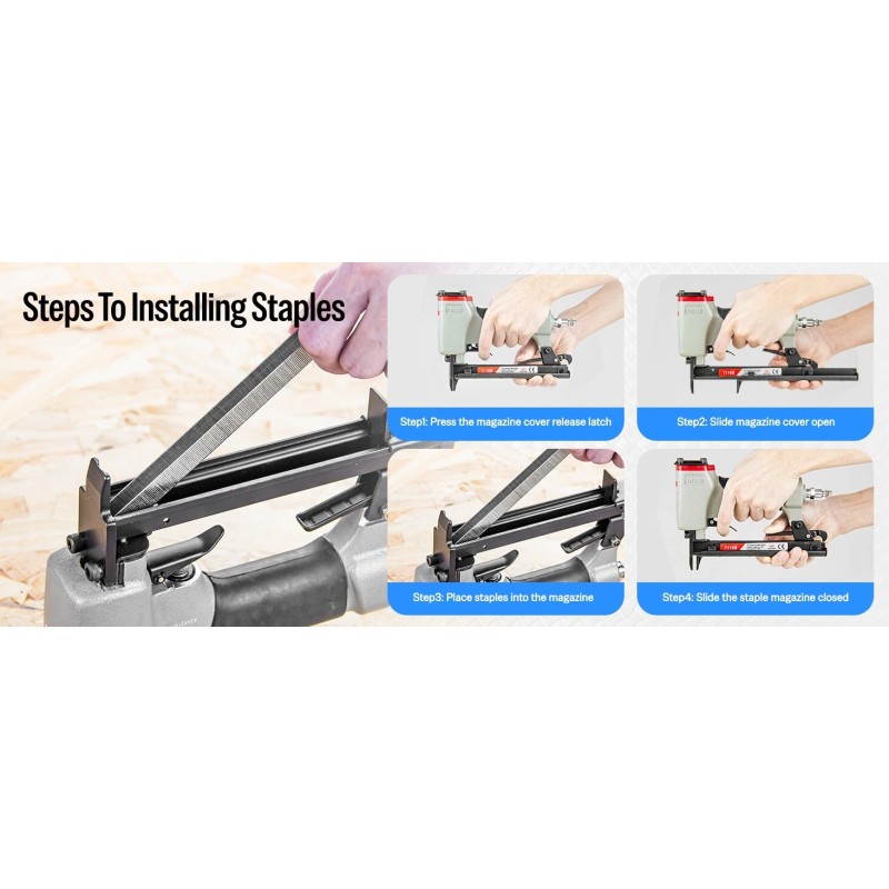 meite 7116B 22 GA3/8" Crown Pneumatic Staple Gun 1/4"- 5/8"Upholstery