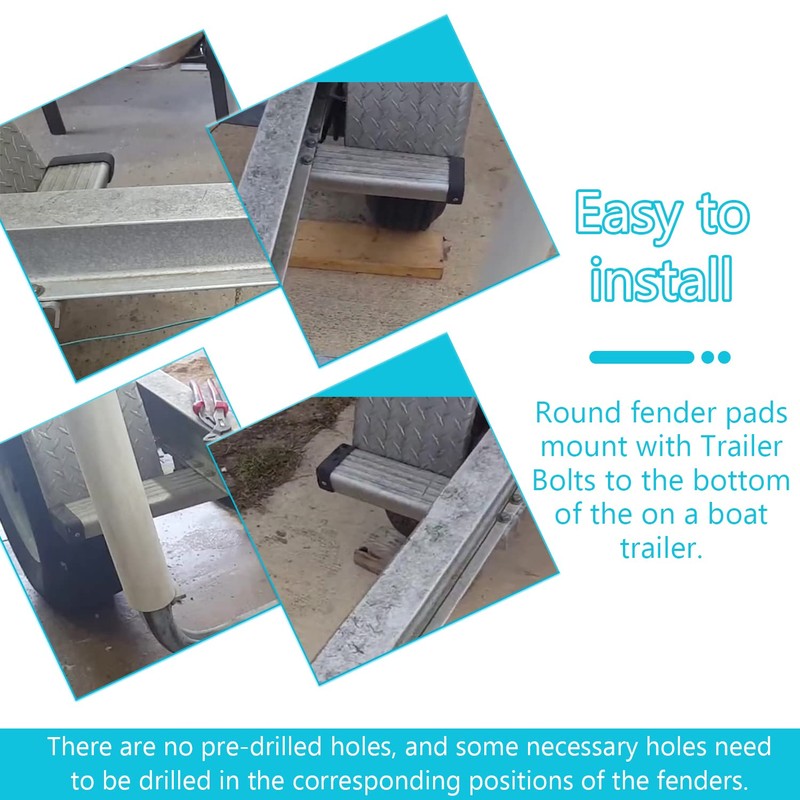 Upgraded 2PCS Aluminum Fender Mounts fit for Boat Trailer Round