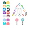 LIANRISES Pack of 28 key caps, square, round, colourful, key