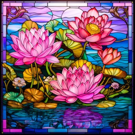 Bgraamiens Puzzle- Stained Glass Flower Puzzles for Adults 1000 Pieces, Art Jigsawpuzzles，Impossible Hard Challenging Puzzles for Adults, Colorful Stained Glass Jigsaw Puzzle(Floral Blossom)