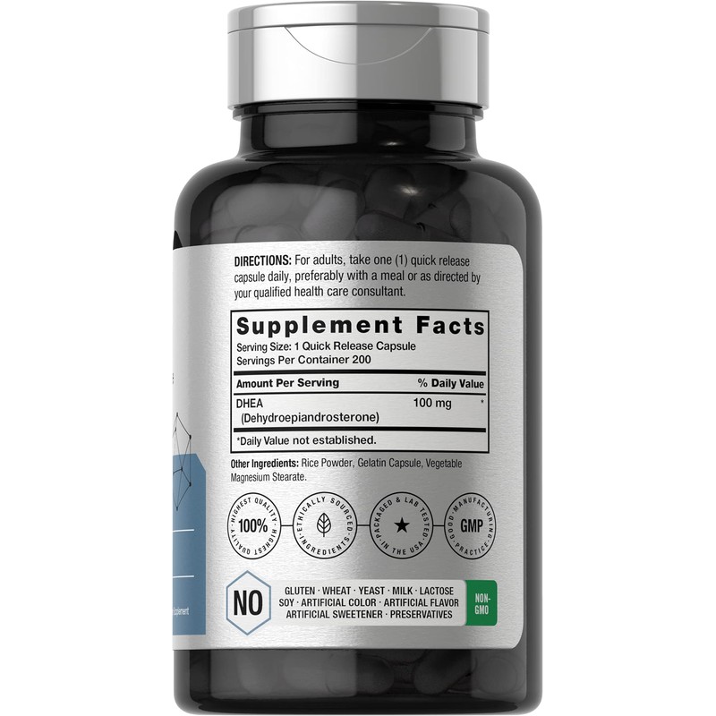 Horbäach DHEA 100mg | 200 Capsules | Supplement for Men