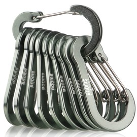Booms Fishing CC5 Multi-Use Carabiner Clips, 10 Pack 2.7" Small Caribeener Clips, Mini Keychain Caribeaner Clip, Aluminum D Ring Carabiners, Gun Metal