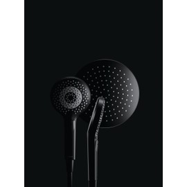KLUDI -X3 Universal Shower Head Water-Saving Option (Standard 15 L/m, Optional 9 L/min), Shower Head with 3 Jet Types (Body, Hair, Skin), Easy-to-Clean Shower Head Diameter 11.7 cm, Matt Black