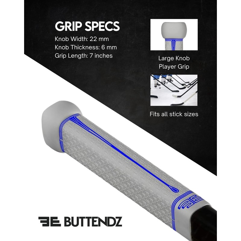 Buttendz Flux Z Hockey Stick Replacement Grip, Reusable Design, Large