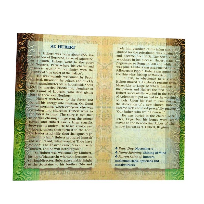 William J. Hirten Deluxe Catholic Holy Card with Traditional Prayers
