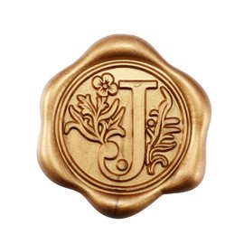 Yoption 50Pcs Initial J Wax Seal Stickers, Retro Antique Gold Letter Self Adhesive Envelope Seal Stickers for Wedding Party Birthday Christmas (J)