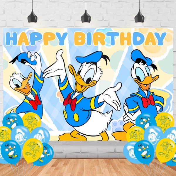 Donald Duck Birthday Party Supplies Backdrop 5x3 Cartoon Duck Boys